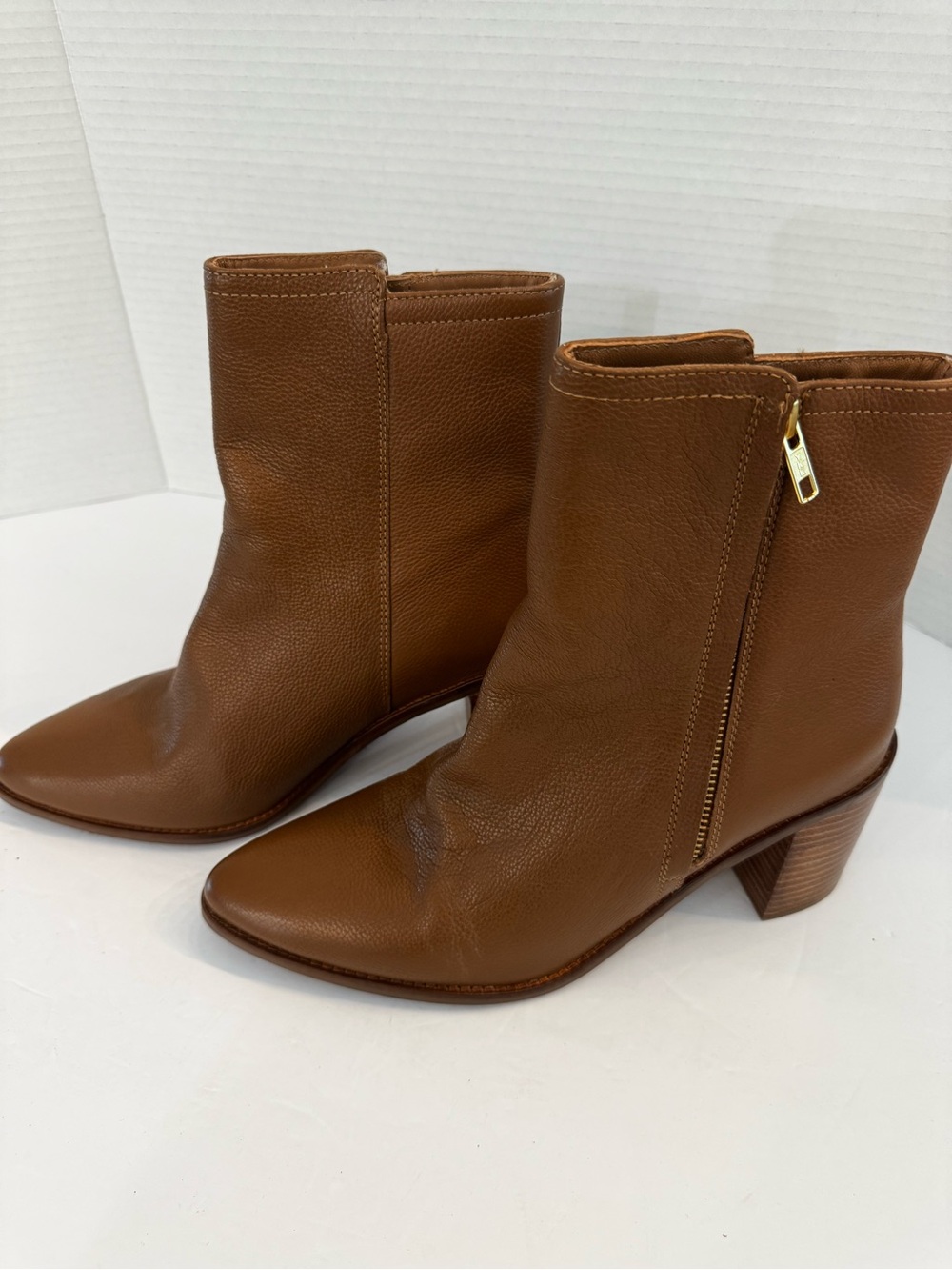 Seychelles Desirable Heeled Tan Leather Mid-Heel Ankle Boots size 8